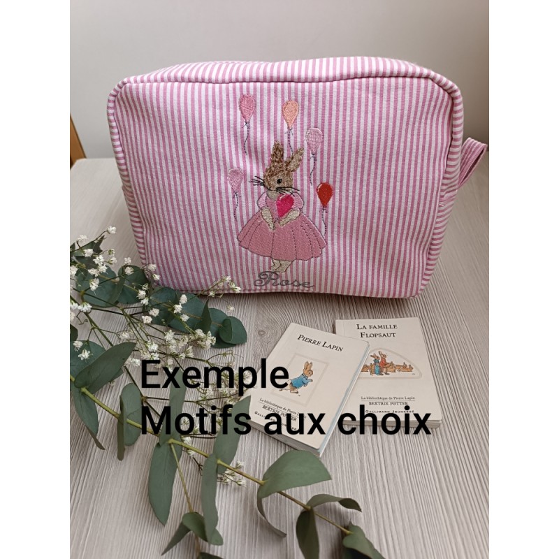 Trousse Rayé rose